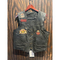 Vintage Harley Davidson Patched Leather Biker Vest Black Lone Star Beer HOG Mens