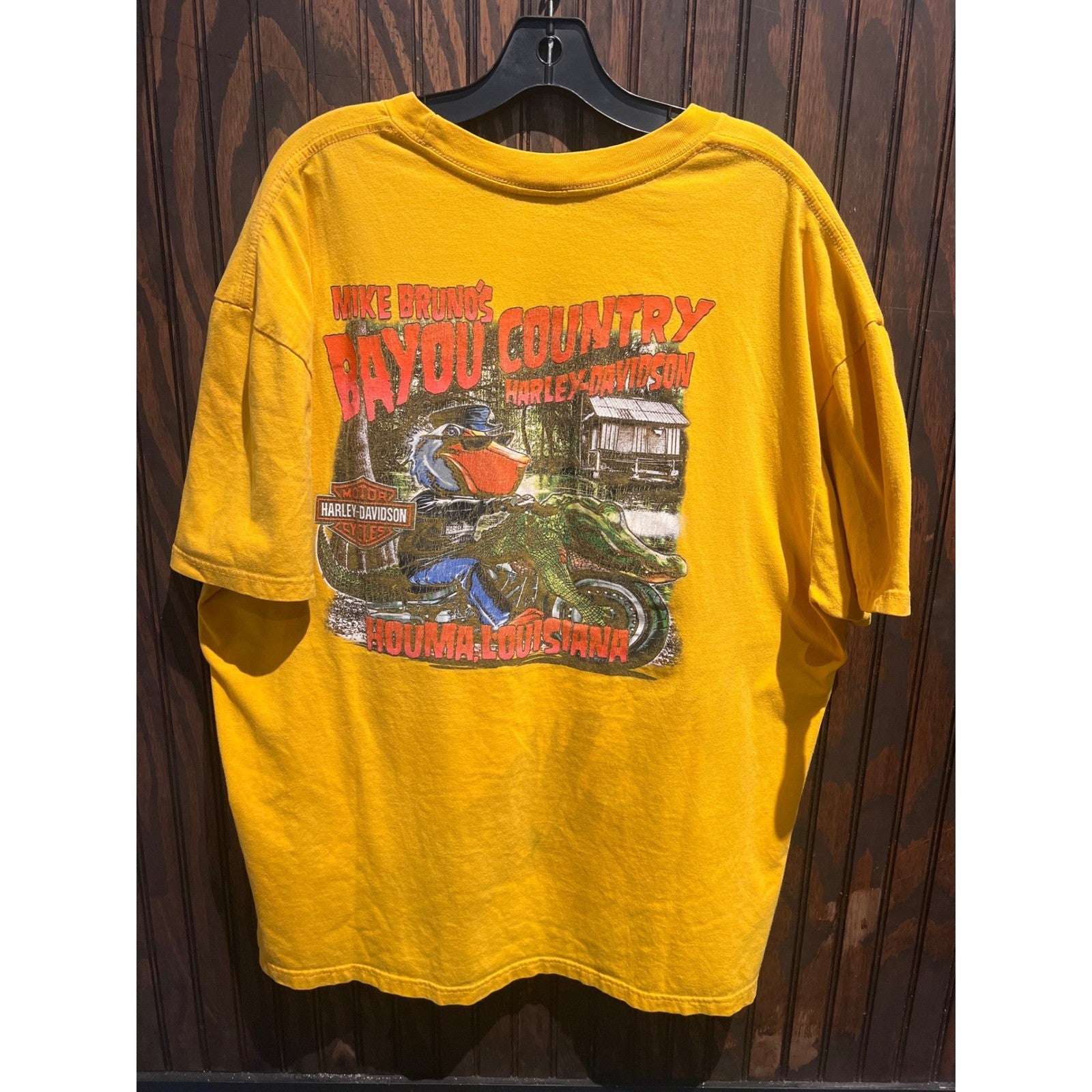 Harley-Davidson Mens Yellow Graphic T-Shirt Ride With Pride Biker Tee 2XL 29x24