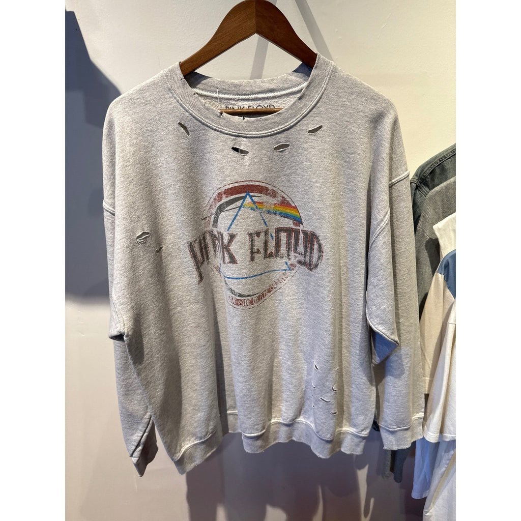 Pink Floyd Dark Side of the Moon Distressed Sweatshirt Mens XL Gray Rock Band