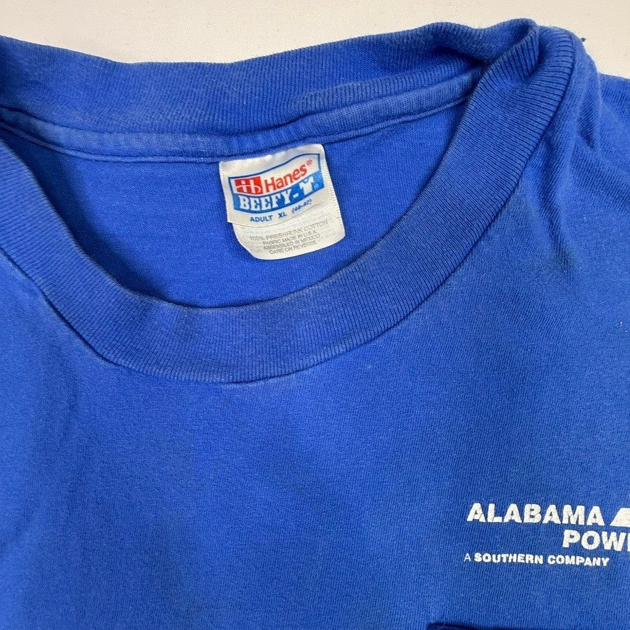 Alabama Power Safety First Pocket T Shirt Blue Hanes Beefy XL Graphic Tee