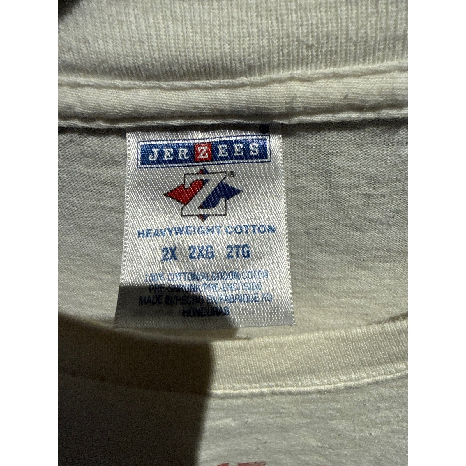 Vintage Jerzees Work Hard Pray Hard Property of God Christian T-Shirt Cream XXL