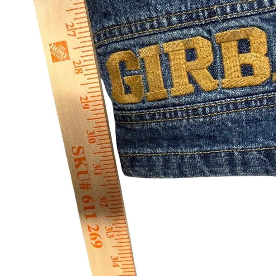 Girbaud Jeans Mens 38x30 Relaxed Fit Carpenter Cargo Denim Pants Yellow Logo