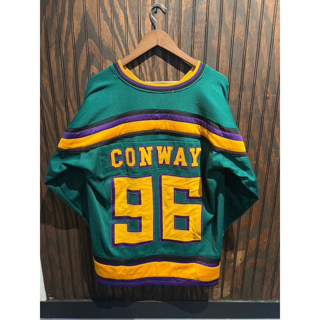 Vintage Mighty Ducks Hockey Jersey Green Purple Yellow Embroidered 96 Mens XL