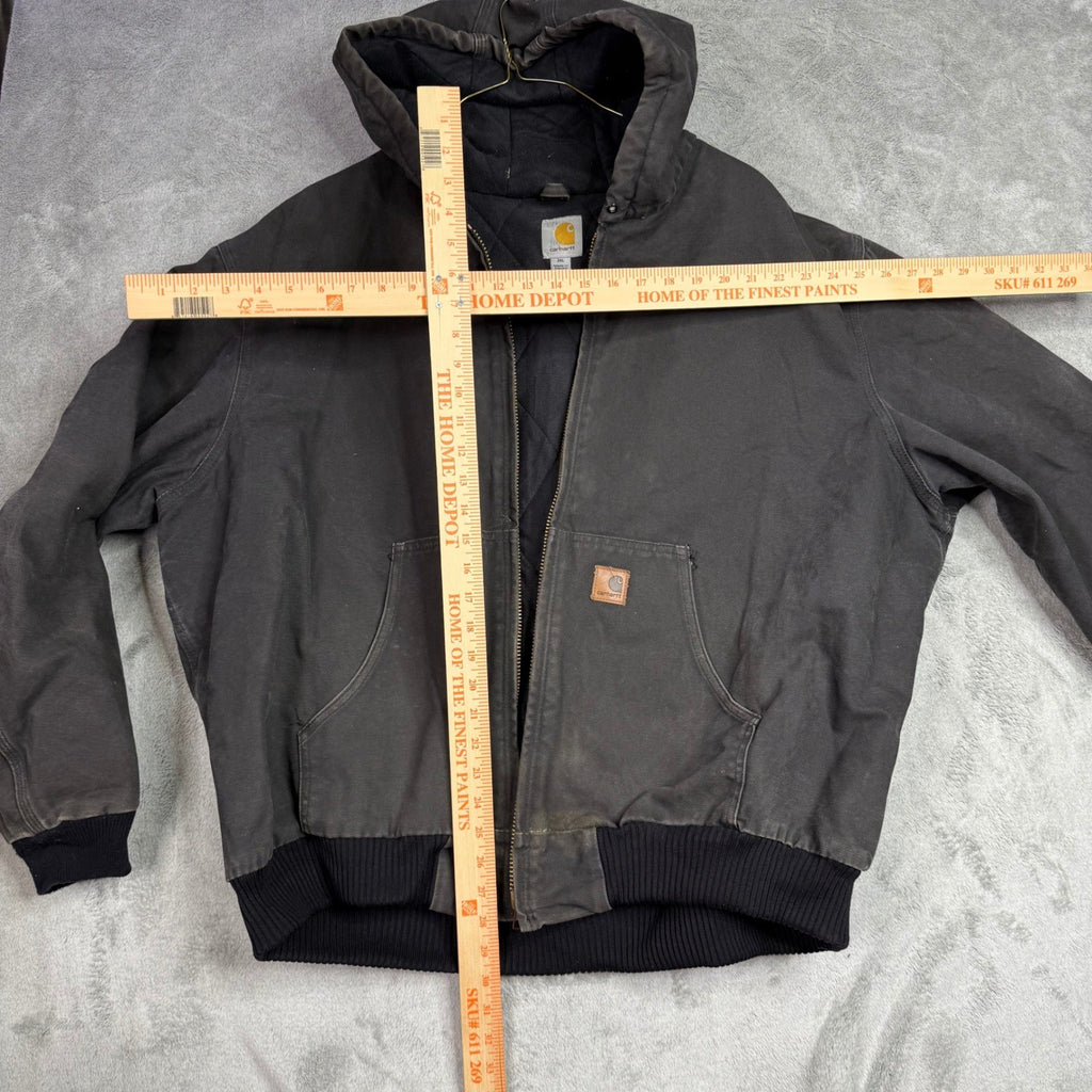 Carhartt Men's 2XL Dark Gray Hooded Work Jacket Sherpa Lined Zip Front