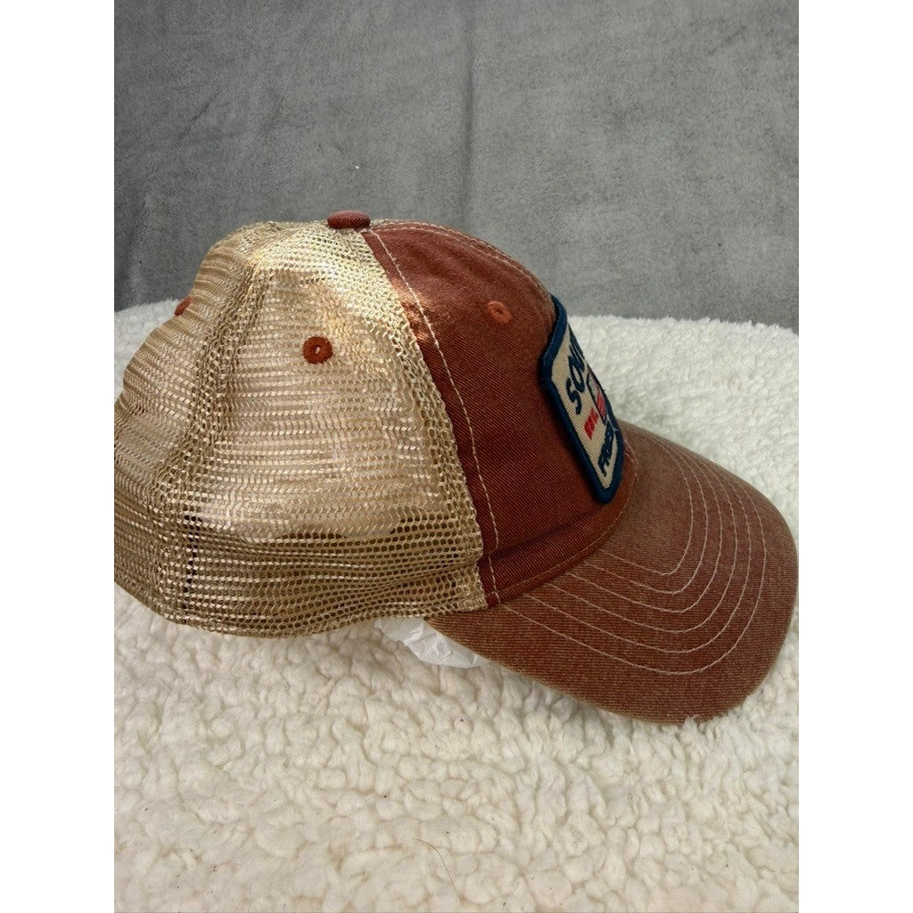 Southern Fried Cotton Trucker Hat Red Tan Mesh American Flag Patch Snapback