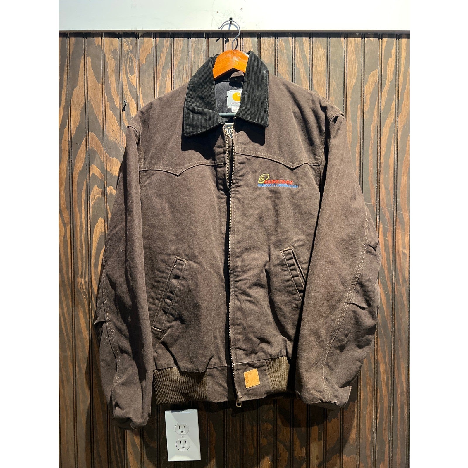 Carhartt Santa Fe Brown Duck Canvas Jacket Enbridge Logo Western Yoke XL