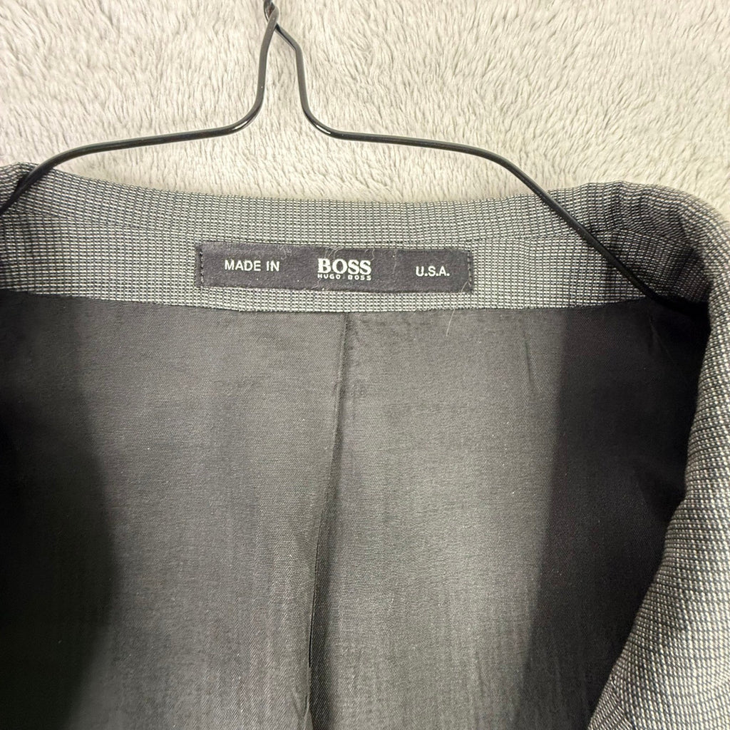 Hugo Boss Mens Grey Textured Two Button Wool Blend Suit Blazer Trousers Set