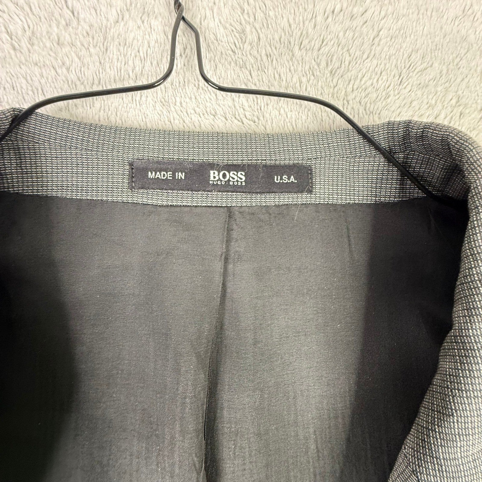 Hugo Boss Mens Grey Textured Two Button Wool Blend Suit Blazer Trousers Set