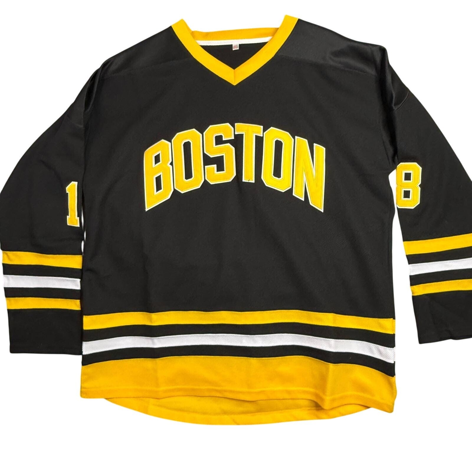 Boston Hockey Jersey Black Yellow Number 18 Happy Gilmore Men's XXL