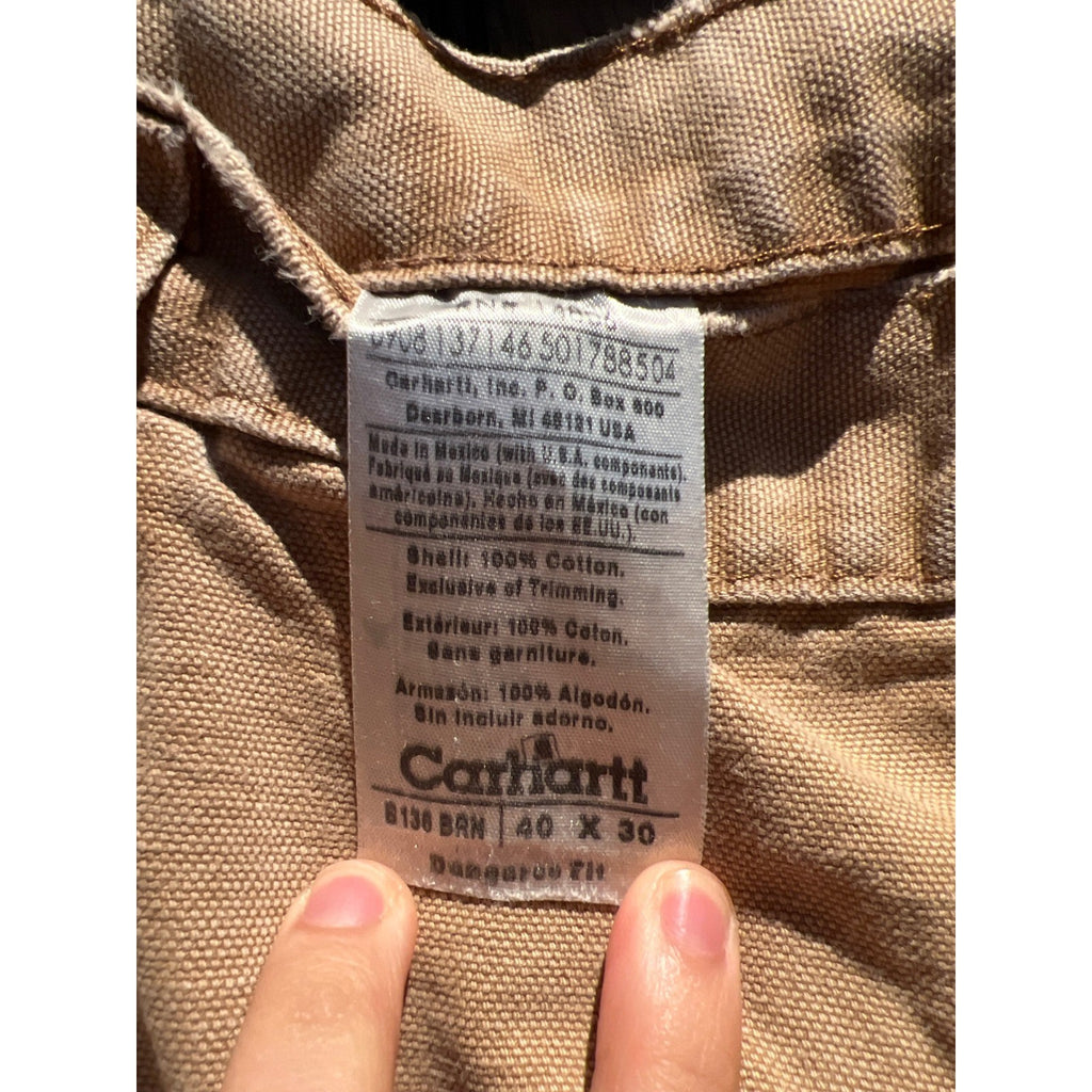 Vintage Carhartt Double Knee Work Pants Distressed Tan Duck Canvas 38x27