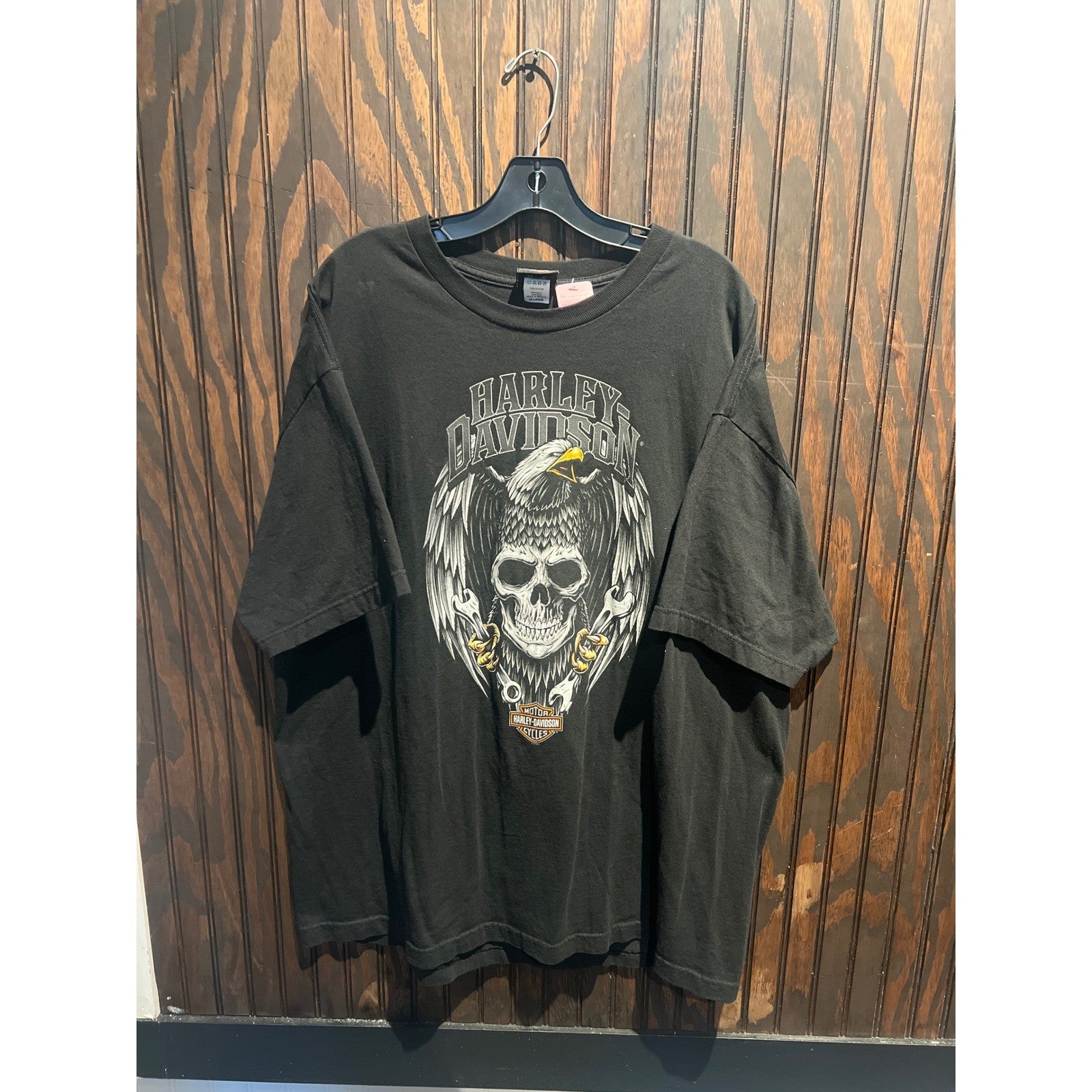 Harley Davidson Eagle Skull Graphic T-Shirt Black Biker Tee Mens XL 32x24