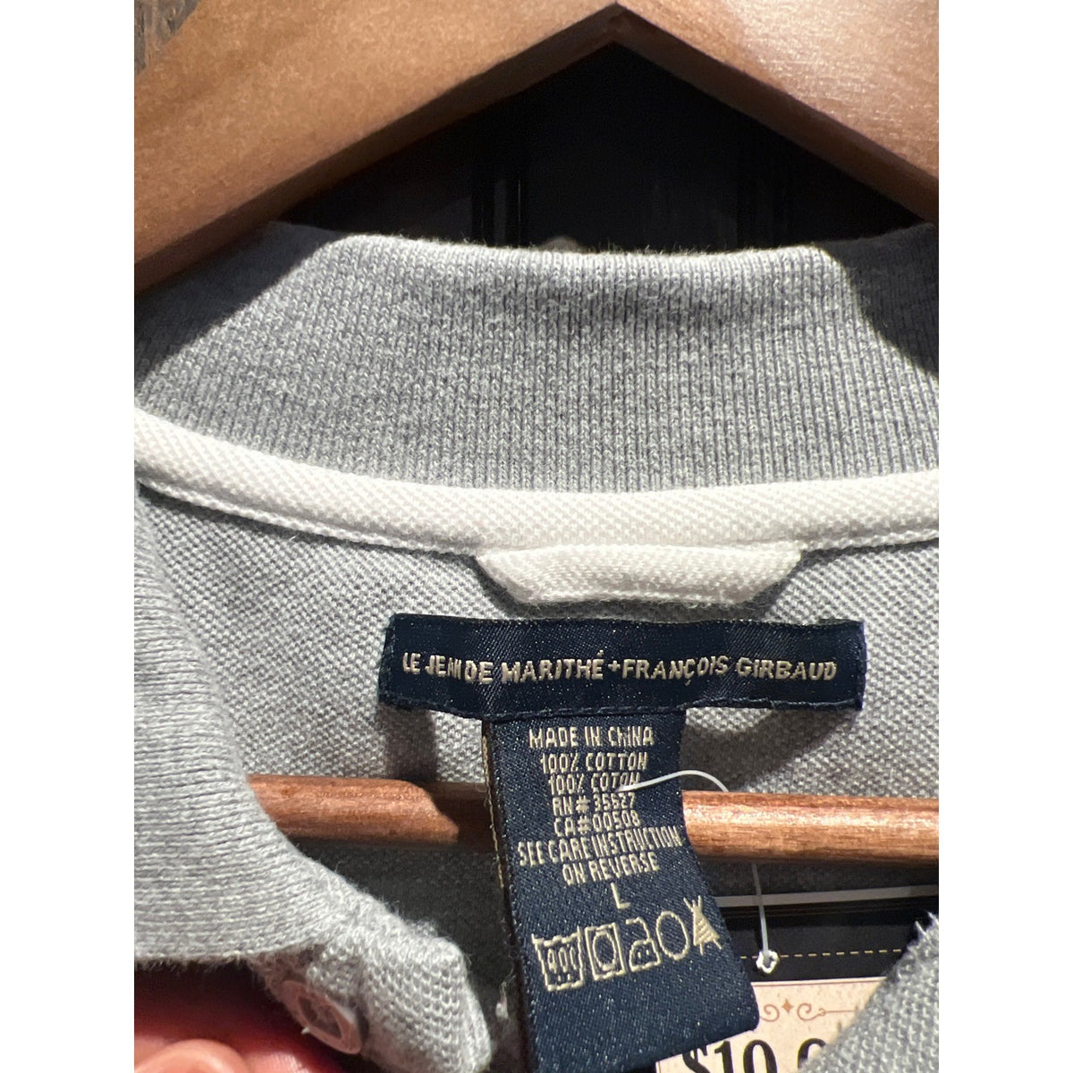 Marithe Francois Girbaud Striped Polo Shirt Mens Grey Navy Logo Short Sleeve