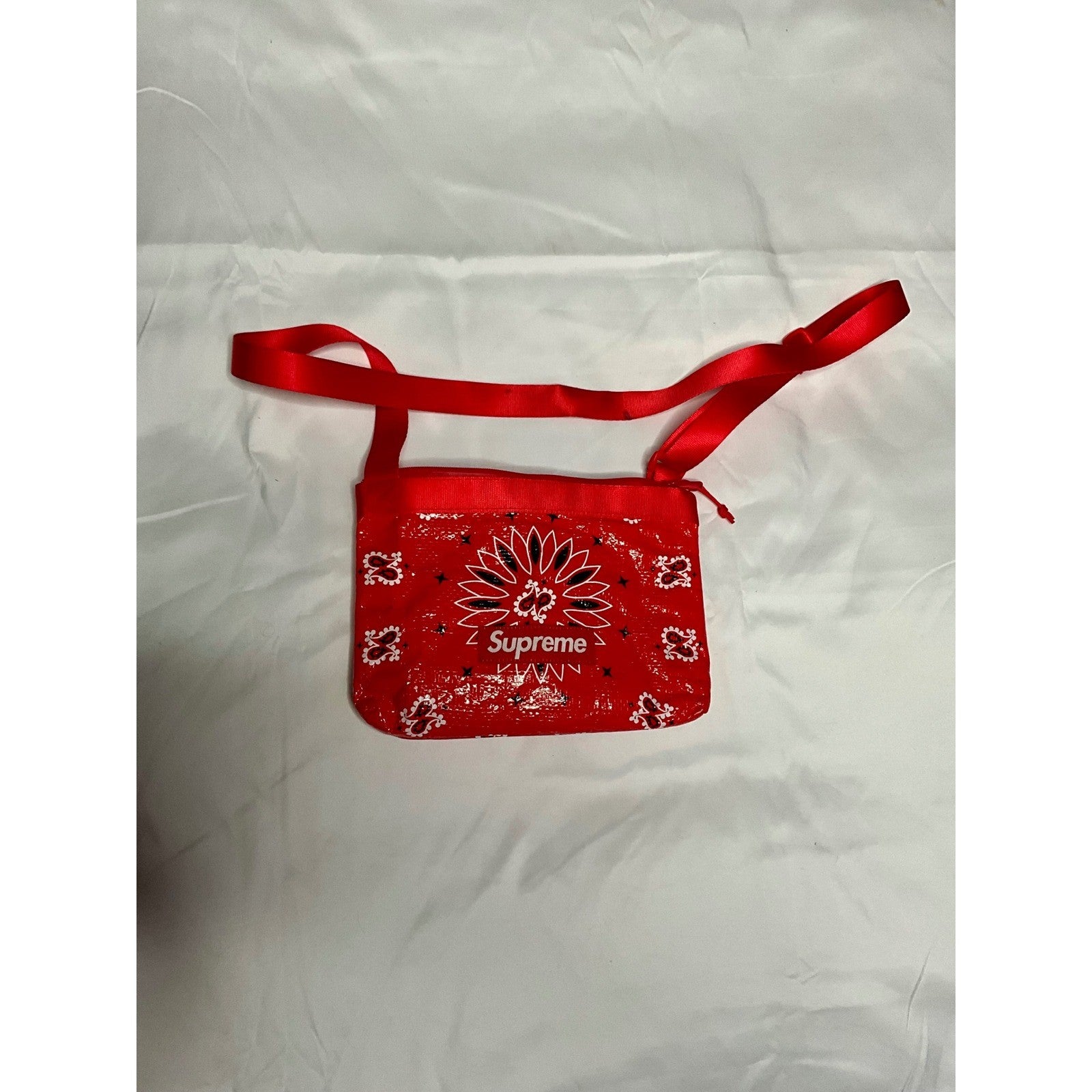 Supreme Red Bandana Print Crossbody Bag