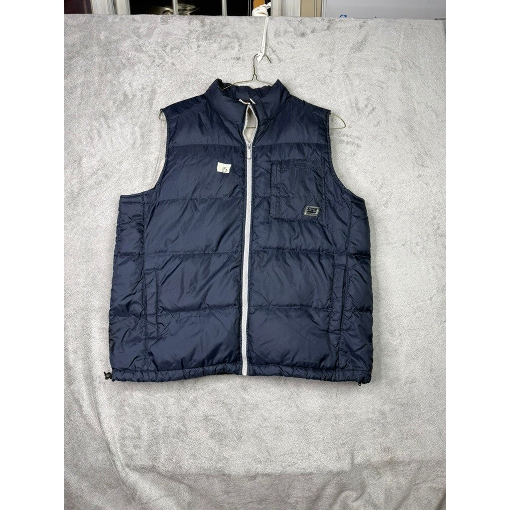 Skechers Mens Puffer Vest Navy Blue Full Zip Padded Sleeveless Jacket Size xxl