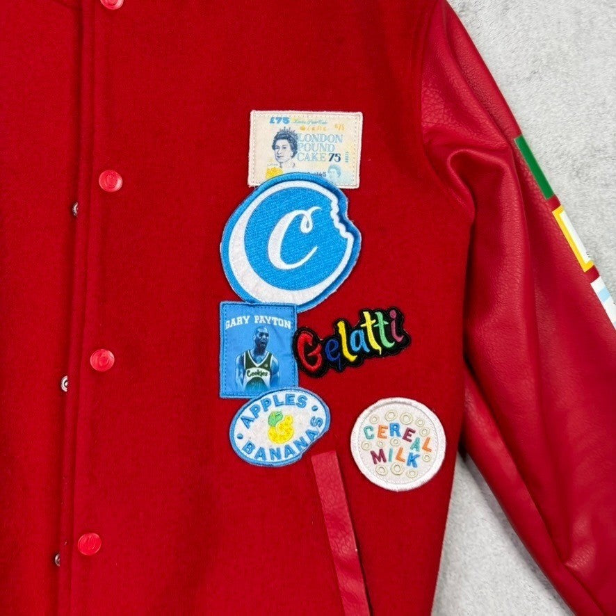 Cookies Varsity Jacket Red Leather Patches World Famous Est 1993 Mens Large
