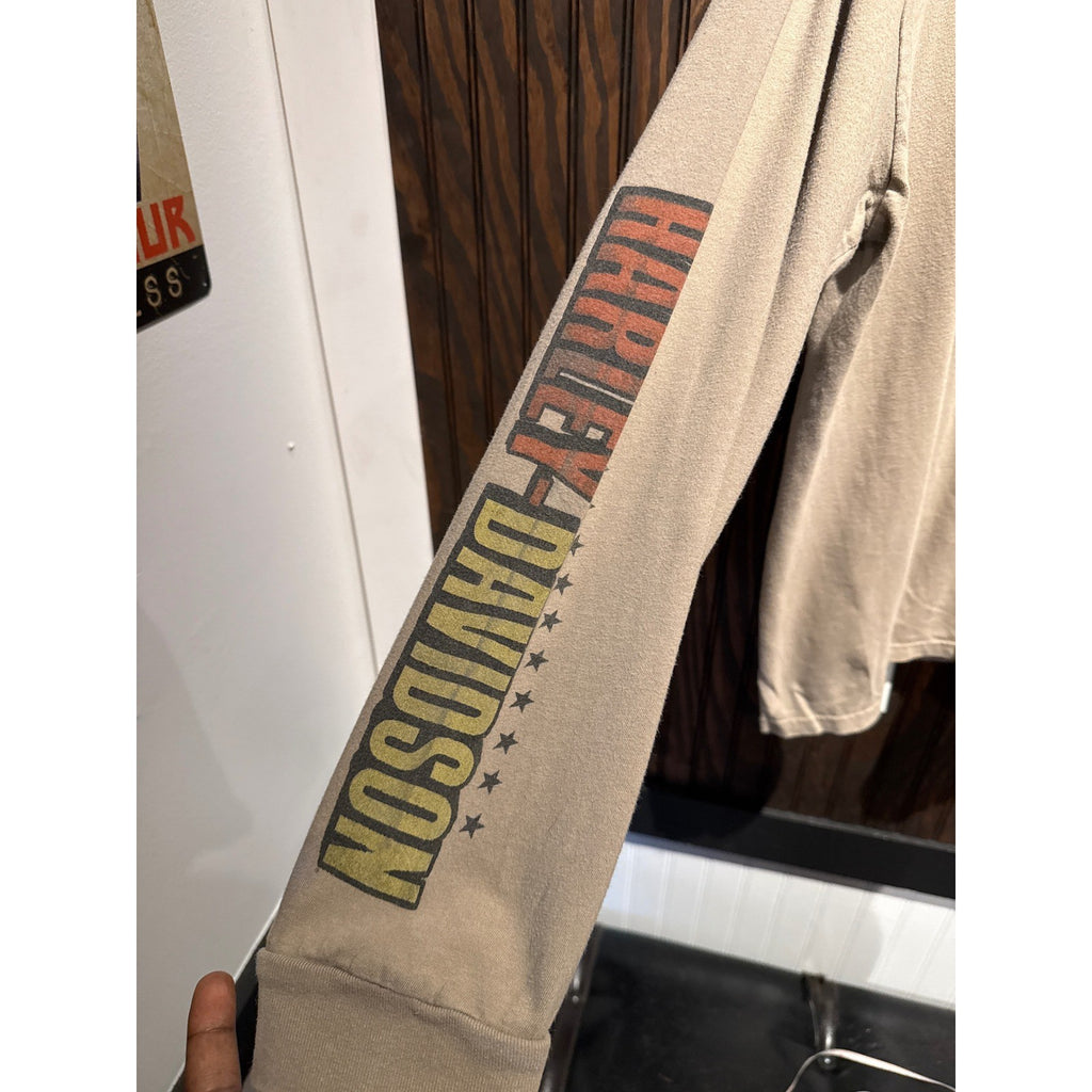 Harley-Davidson Legendary Motorcycle Graphic Long Sleeve Shirt Tan Mens 2XL