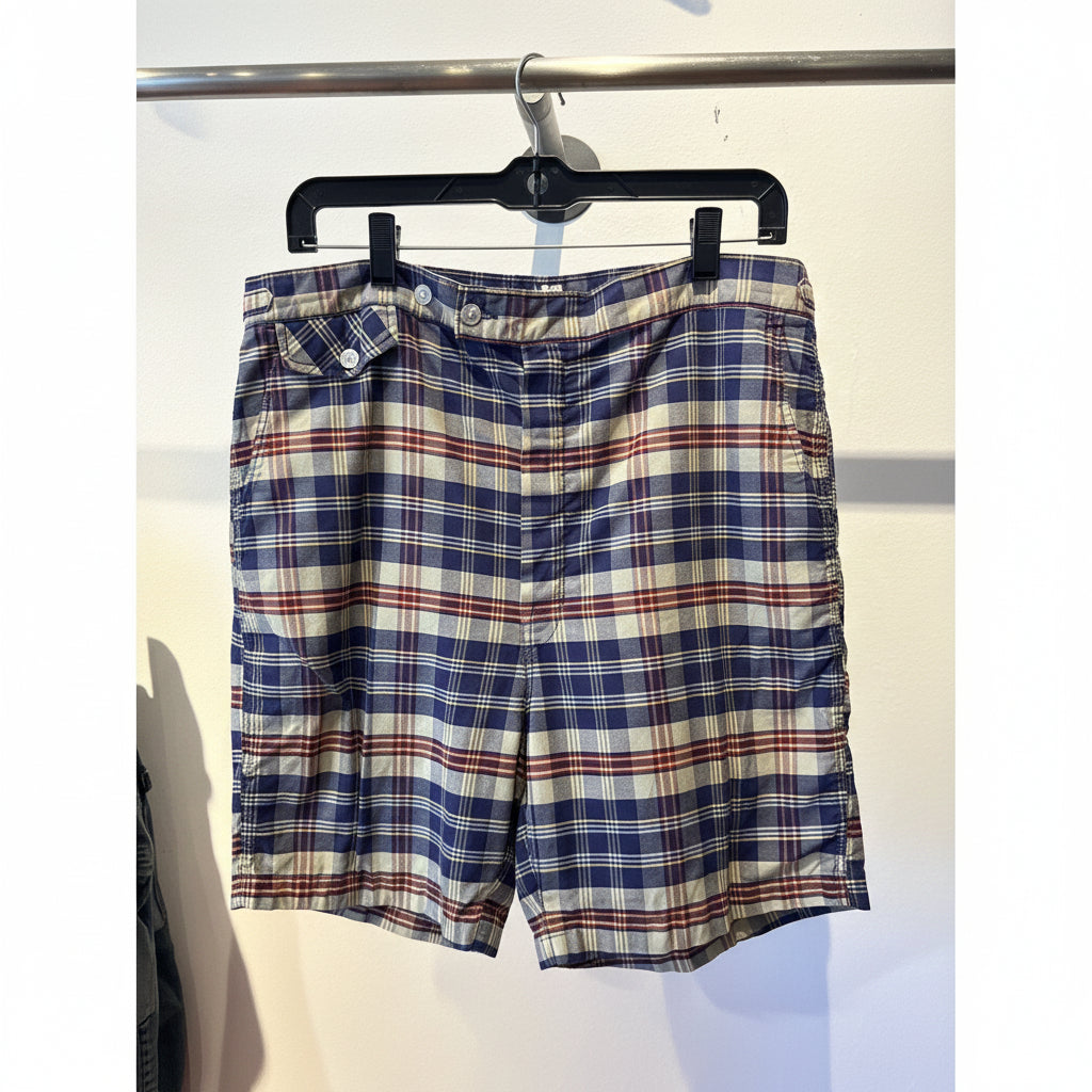 Vintage 70s Sears Roebuck and Co Plaid Shorts Made in USA Blue Red Men 38