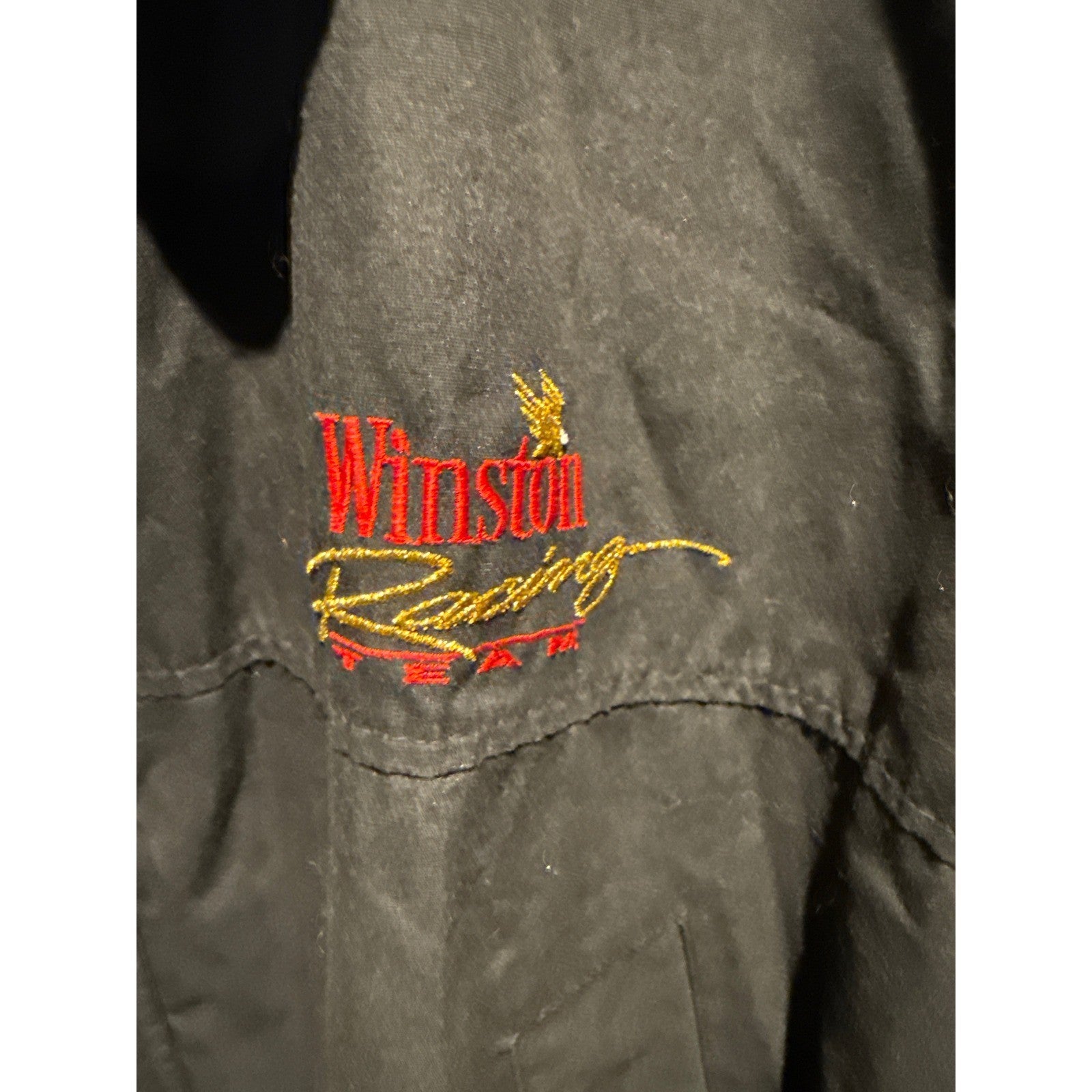 Vintage Winston Racing Team Jacket Swingster Black Red NASCAR Bomber Large XL