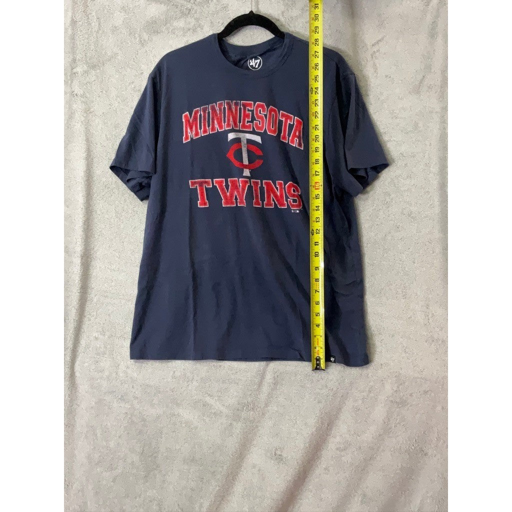 Minnesota Twins T Shirt Navy Blue Short Sleeve Baseball MLB 47 Brand Mens Large