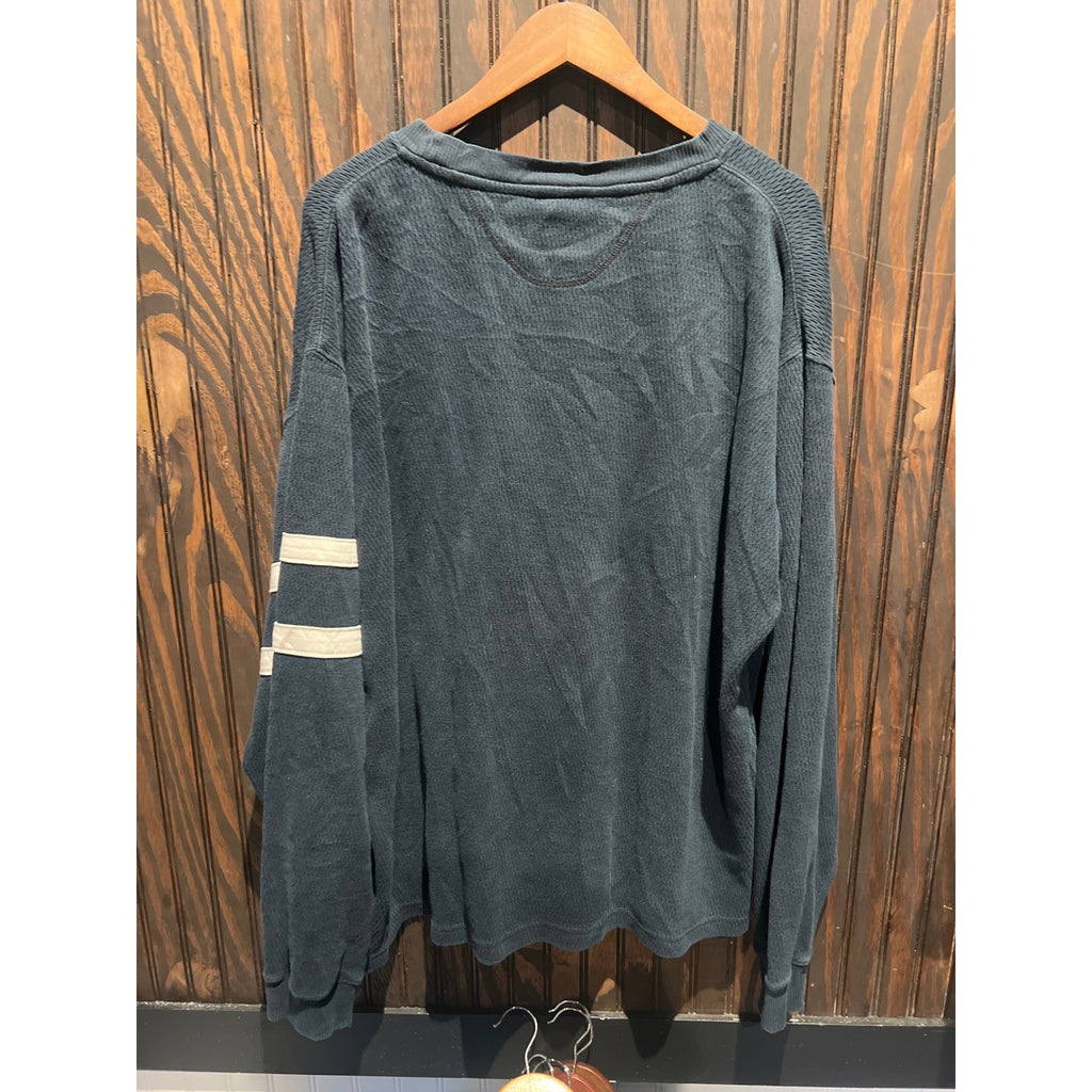 Harley Davidson Waffle Knit Thermal Long Sleeve Shirt Navy Blue Biker Logo