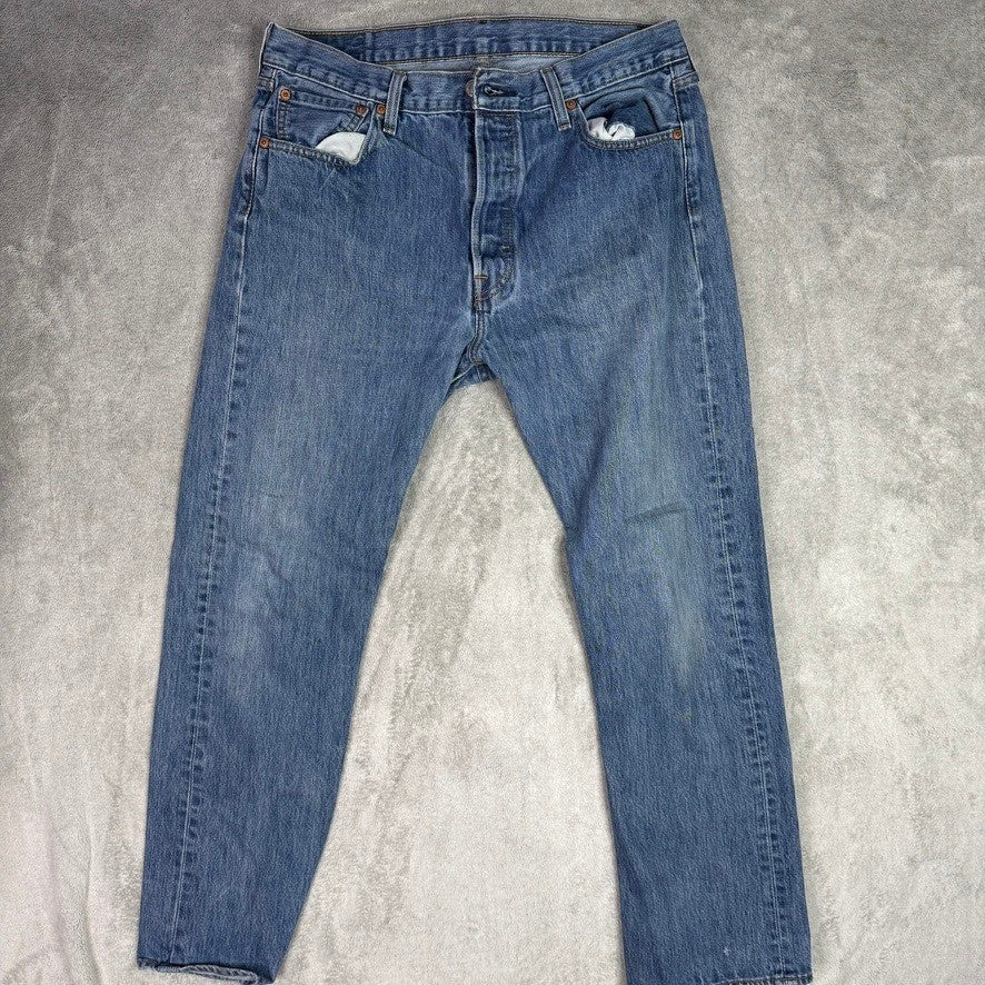 Levi Strauss 501 Original Fit Jeans Medium Wash Button Fly Mens W36 L32