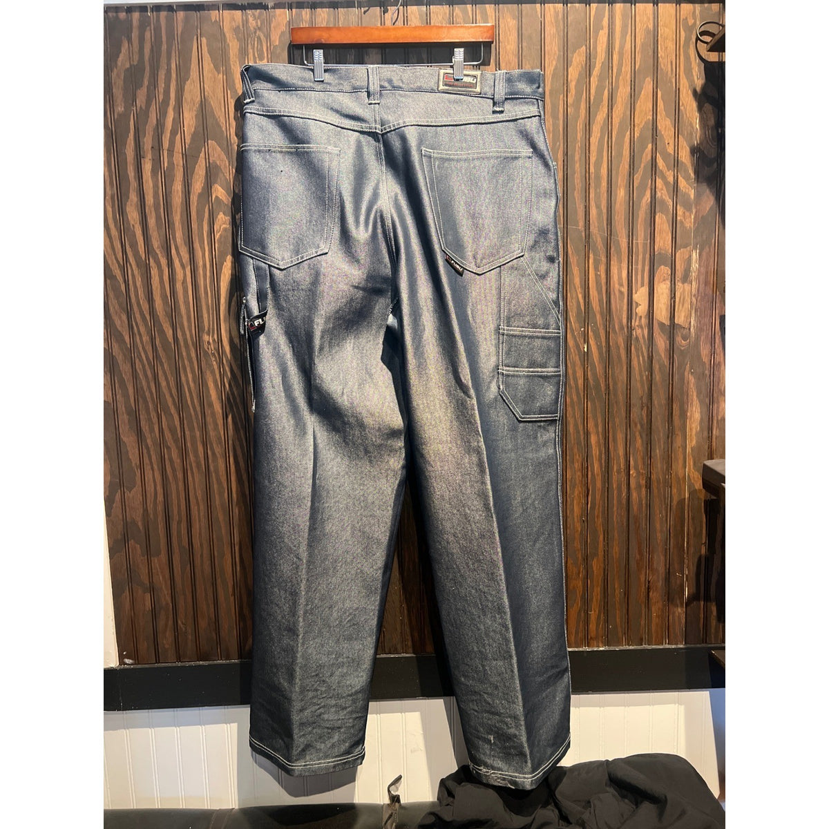 Vintage FUBU Platinum Iridescent Metallic Baggy Cargo Pants Blue Grey 40x36