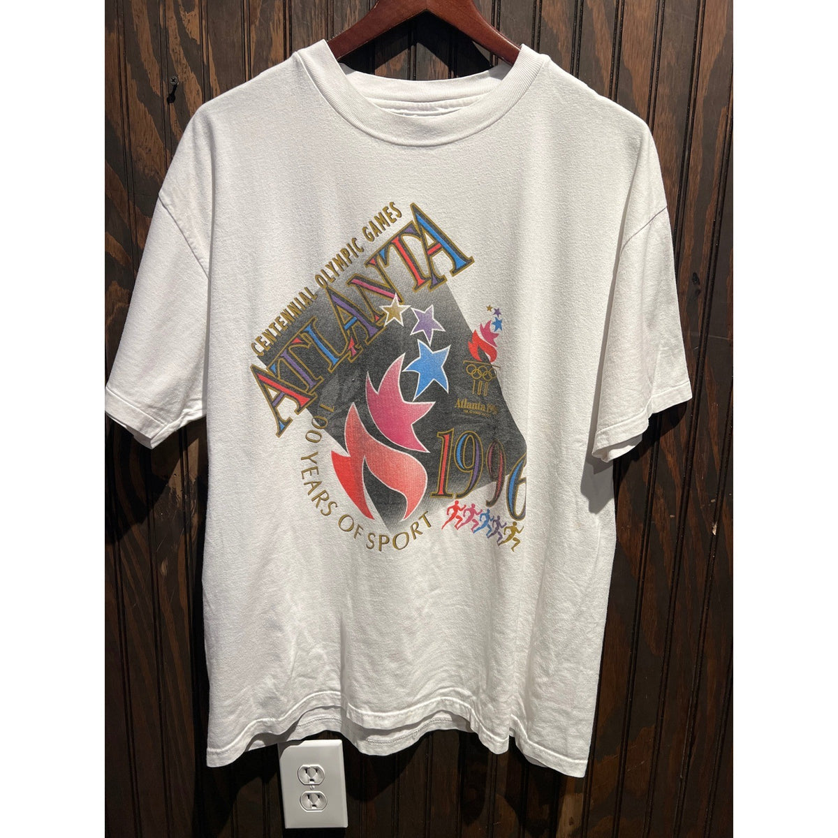 Vintage 1996 Atlanta Centennial Olympic Games T-Shirt White XL Hanes 100 Years