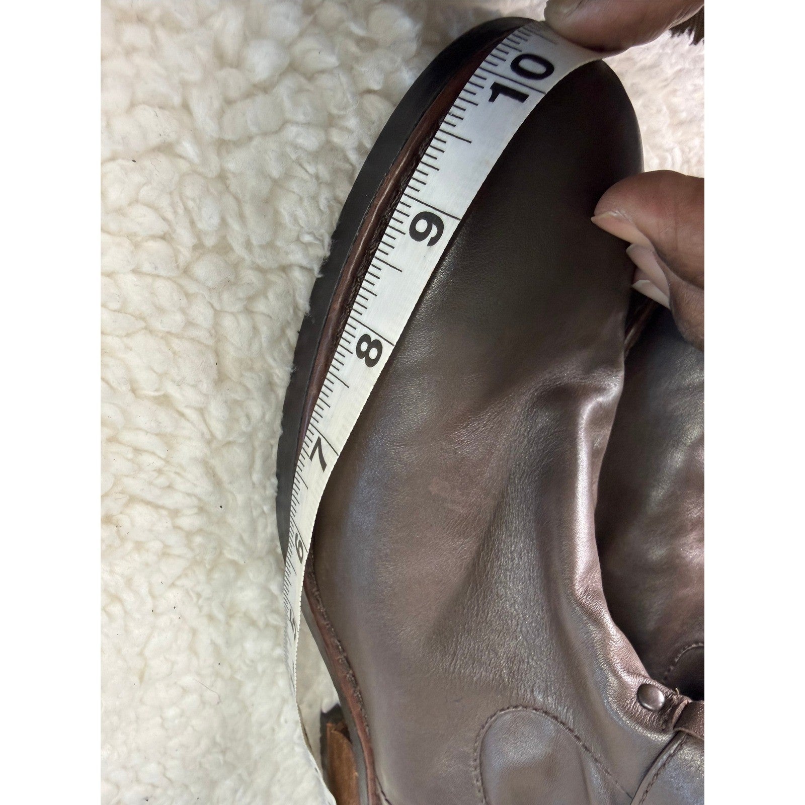 Vince Camuto Brown Leather Slouchy Knee High Boots Buckle Detail Side Zip