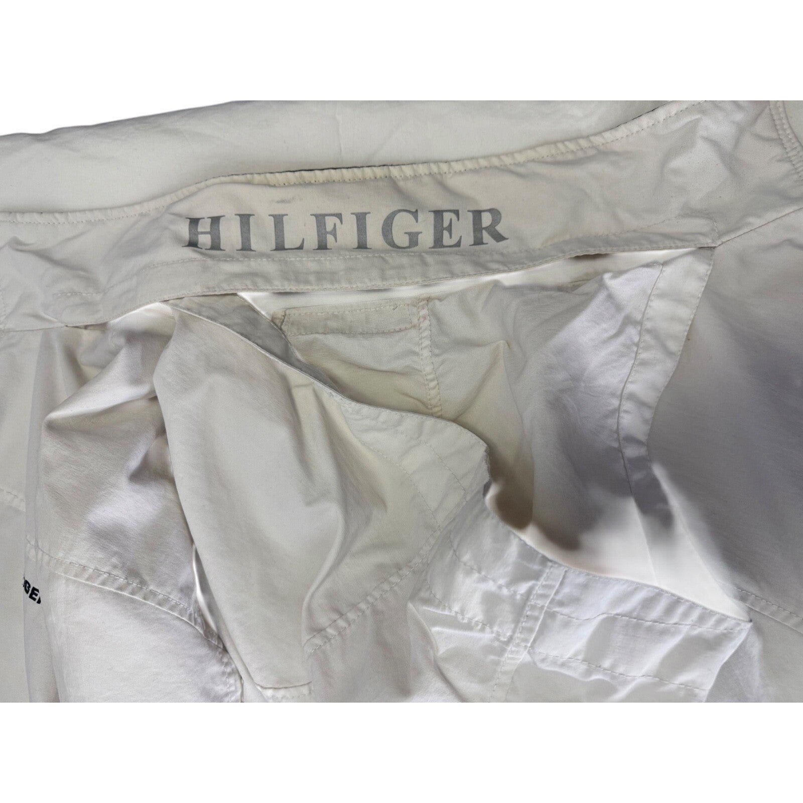 Tommy Hilfiger White Full Zip Jacket Men's L/G Hooded Windbreaker Vintage