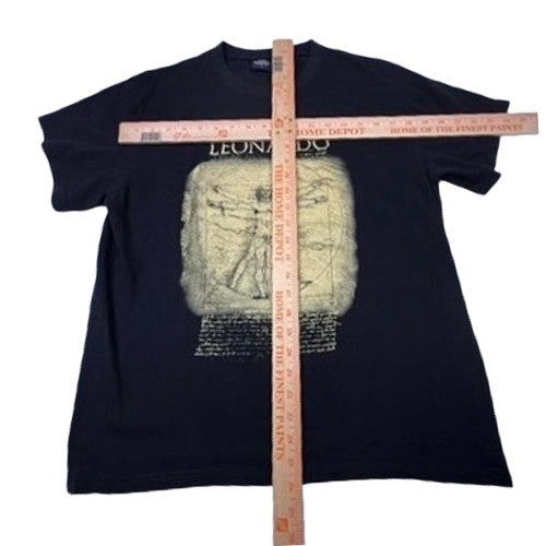 Leonardo Da Vinci Vitruvian Man Graphic T Shirt Black Size Large
