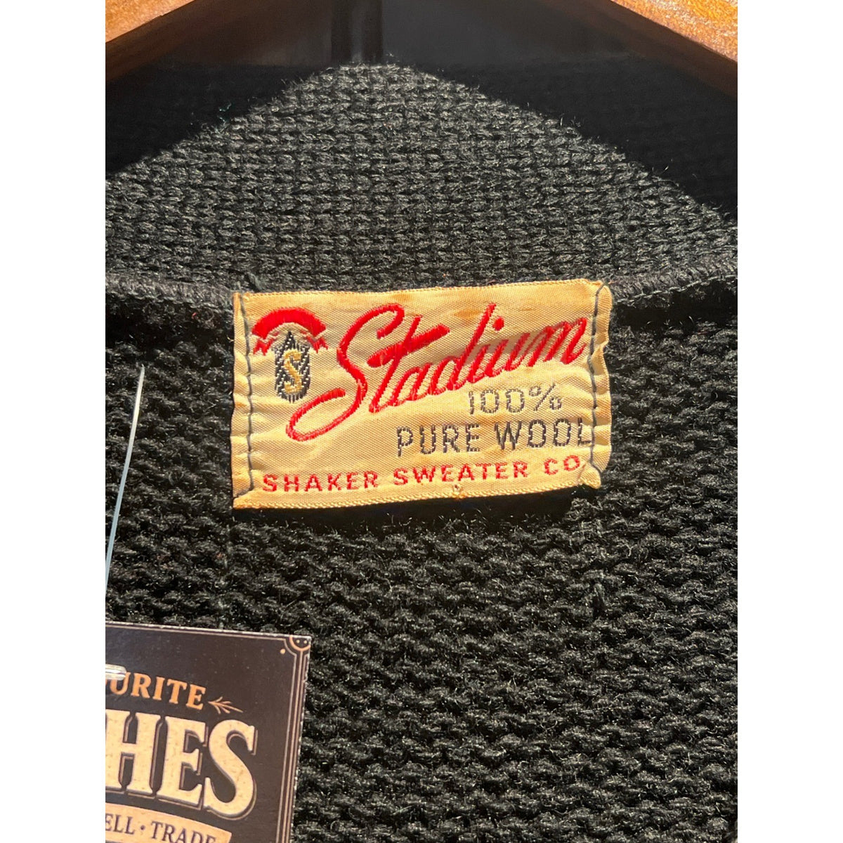 Vintage Stadium Brentwood Wool Varsity Cardigan Black Yellow Letterman Sweater M