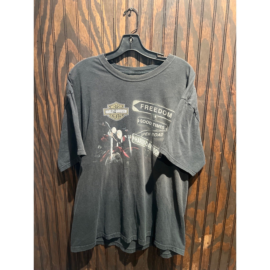 Harley Davidson Freedom Good Times Open Road T-Shirt Black Mens XL 28x22