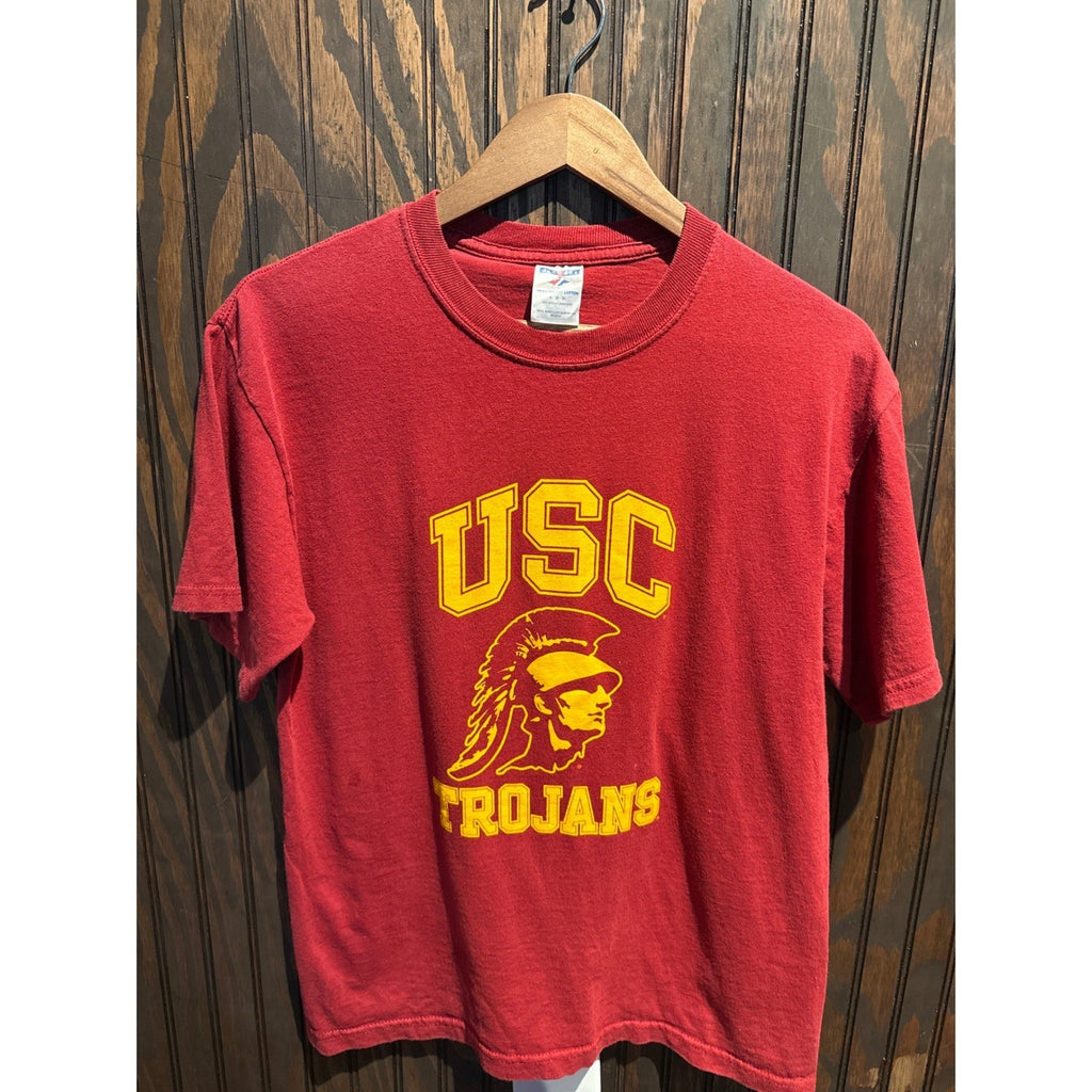 Vintage Jerzees USC Trojans T Shirt Red 90s Single Stitch Mens Medium 20x27