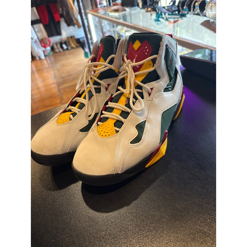 Jordan True Flight Mens Basketball Shoes White Red Yellow Green High Top Sneaker