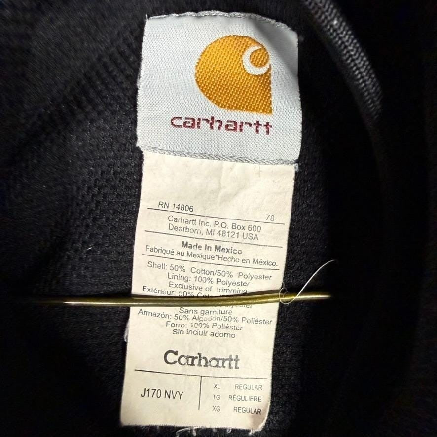 Carhartt J170 NVY Navy Blue Paint Splatter Workwear Hoodie Sweatshirt XL Regular