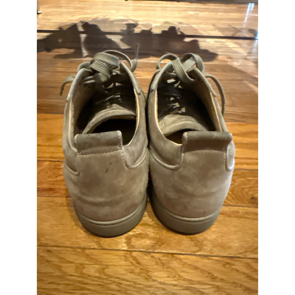 Christian Louboutin Louis Junior Spikes Taupe Suede Low Top Sneakers Mens 46