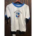 Vintage 1987 Spooner Reunion Ringer T-Shirt White Blue Graphic Tee 80s Shirt