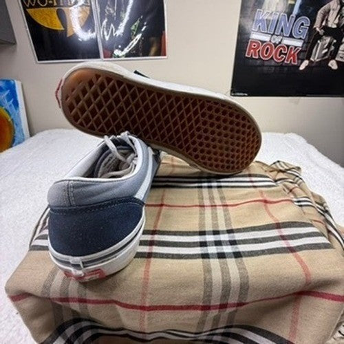 Vans Old Skool Pro Skate Shoes Navy Blue White Mens Size