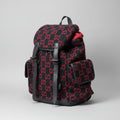 Gucci GG Monogram Wool Leather Backpack Navy Blue Red Large Rucksack Italy