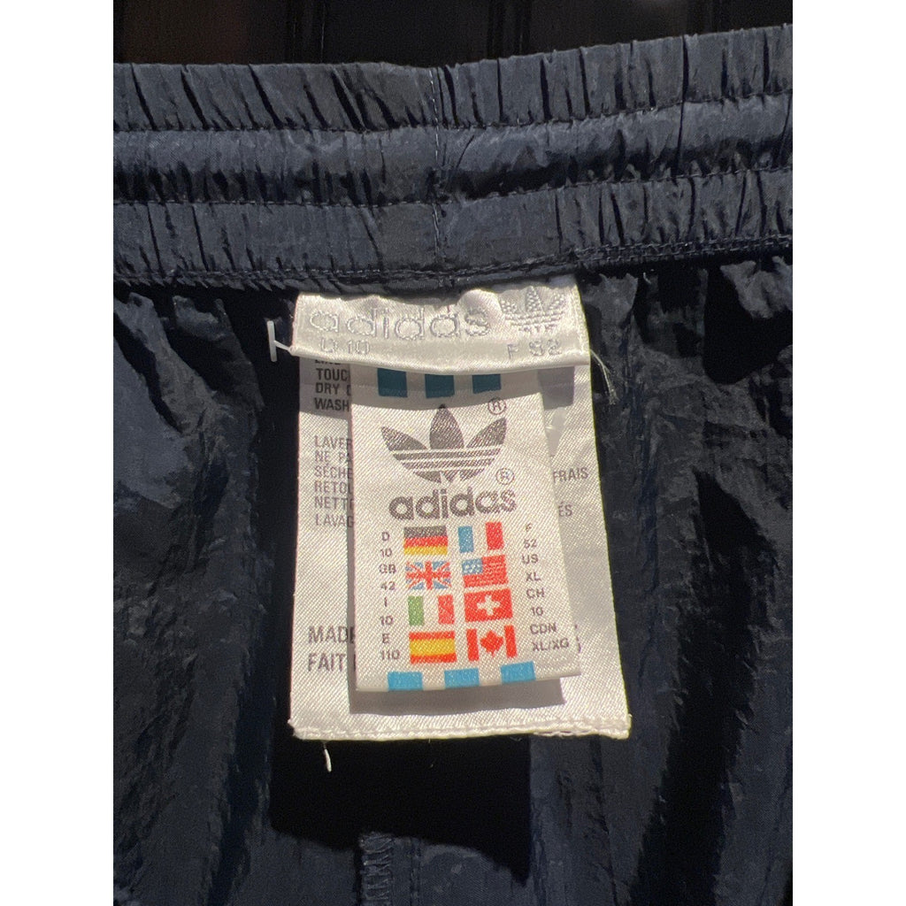 Adidas Mens Navy Blue Nylon Windbreaker Track Pants Joggers Vintage Style XL