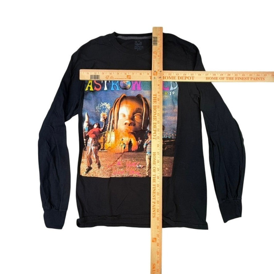 Travis Scott Astroworld Tour 19 Black Long Sleeve T Shirt Mens Size S