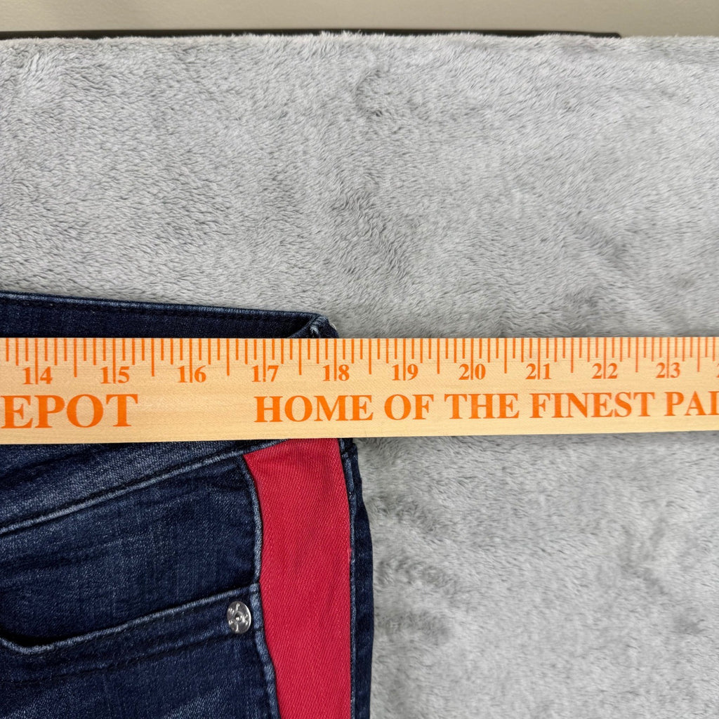 True Religion Jennie Mid Rise Skinny Jeans Womens Size 34 Red Stripe