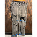 FGM Distressed Grey Cargo Pants Blue Tape Detail 39x32 Streetwear Utility