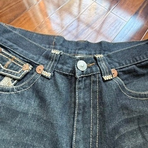 True Religion Joey Super T Mens Dark Wash Denim Shorts Size 36 Y2K Streetwear