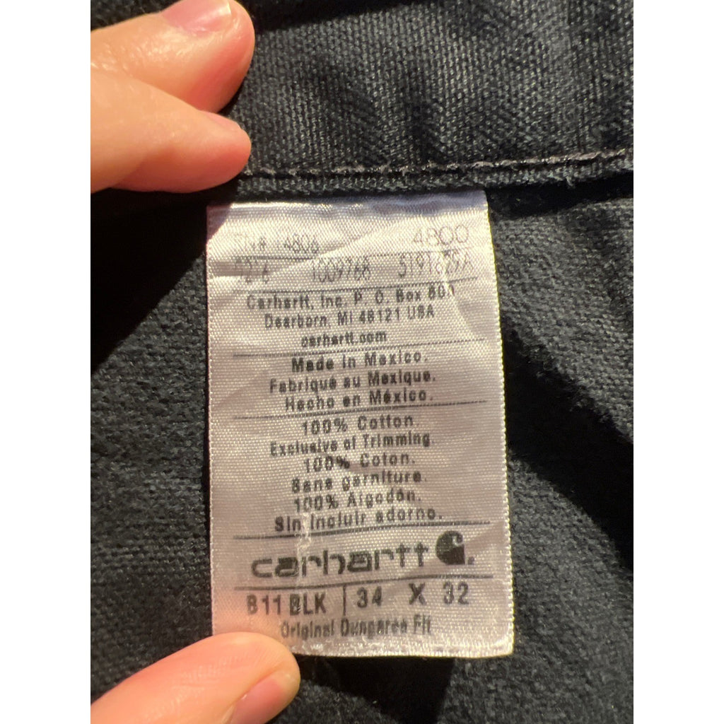 Carhartt B11 BLK Faded Black Duck Canvas Carpenter Pants Mens 34x27 Distressed