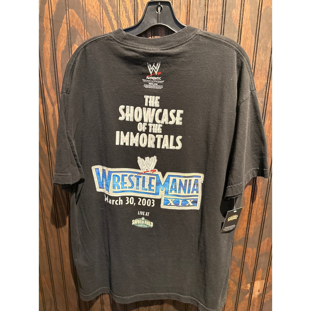 Mens Vintage 2003 WWE WrestleMania XIX T Shirt XL Black Trinity Products 22x31