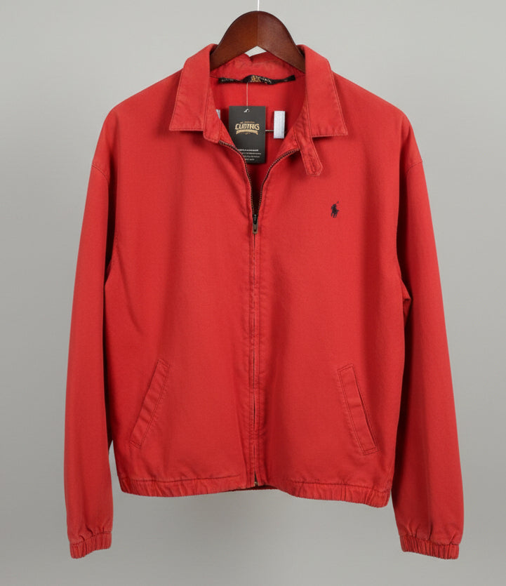 Polo Ralph Lauren Mens Red Harrington Jacket Cotton Twill Full Zip Pony Logo