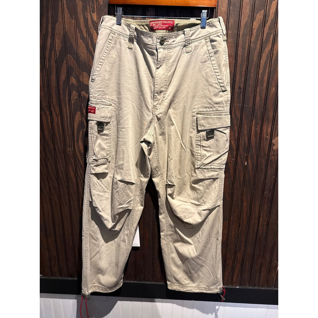 Abercrombie & Fitch Mens Cargo Pants Khaki Tan Relaxed Fit Utility 32x30 Vintage
