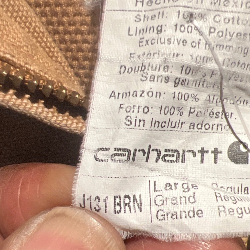 Carhartt Mens Brown Thermal Lined Duck Canvas J131 Hooded Work Coat