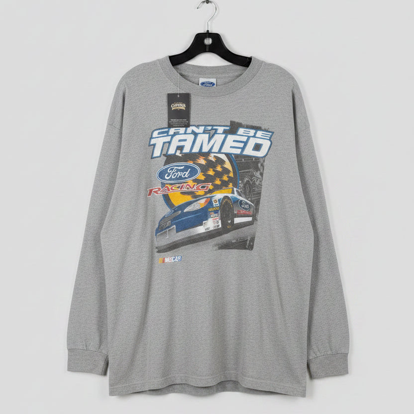 Ford Racing NASCAR Sweatshirt Men XL Heather Gray Cant Be Tamed Graphic Crewneck
